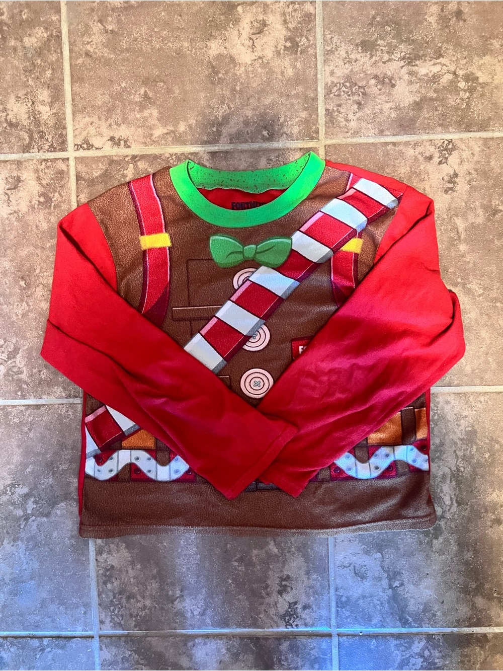 Kids Fortnite Gingerbread Man Pajama Top